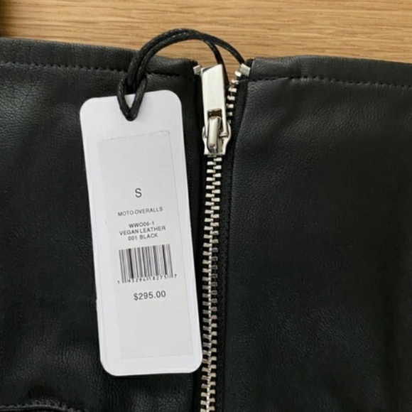 NWT WE WORE WHAT BLACK MOTO LEATHER OVERALLS - Picture 13 of 14